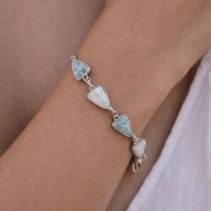 Elegant Silver and Blue Stone Bracelet